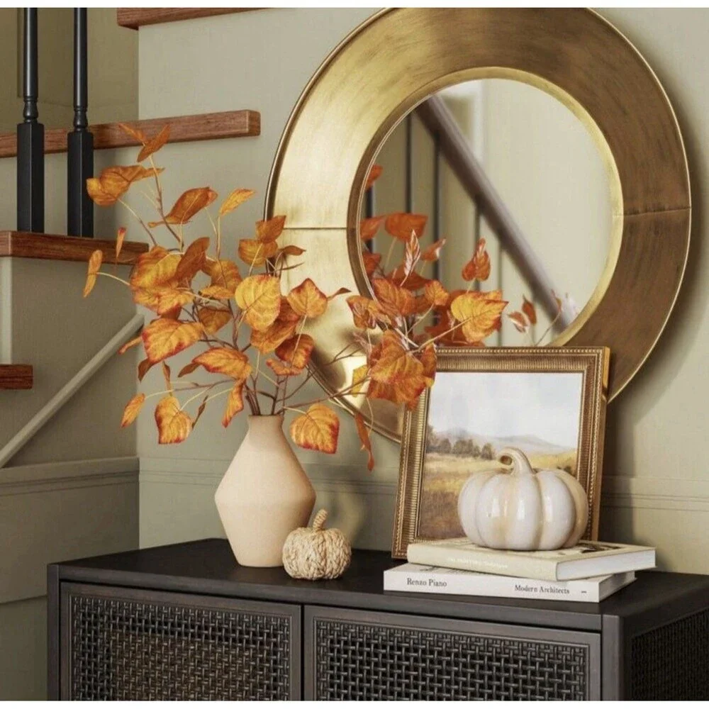 Large 22” Orange Fall Leaf Artificial Plant Arrangement - Threshold NEW